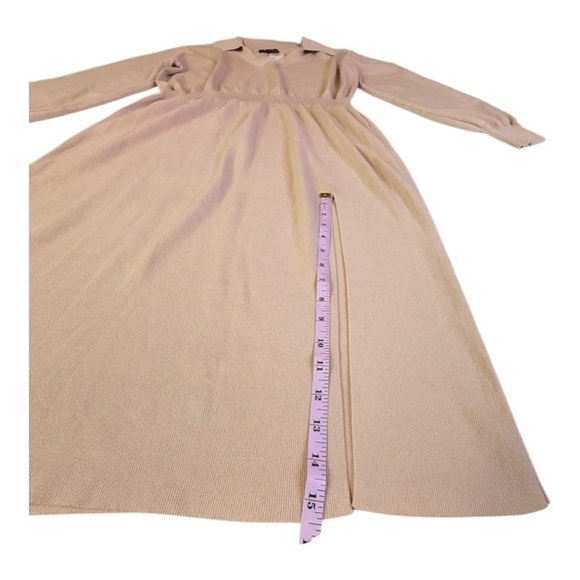 Cider Sweater Knit Dress Curve Collared V  High Slit Dress Plus Size 2X NEW Tan - Picture 8 of 14